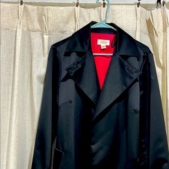 Talbots Black and Pink Trench Coat with Classic Design - Picture 3 of 4